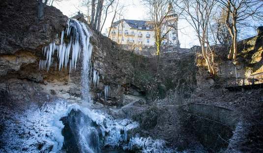 Jégcsapokba öltözött a lillafüredi vízesés 