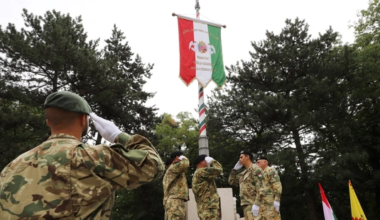 Országzászló felvonás a Népkertben 