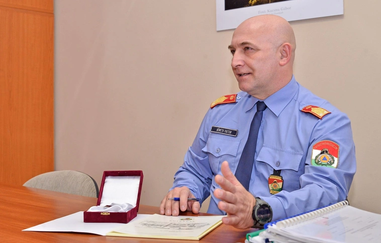 Németh Viktor Miskolc megbízott tűzoltóparancsnoka. Fotó: Osztie Tibor