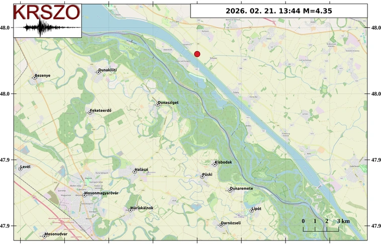 Földrengés volt Mosonmagyaróvár közelében