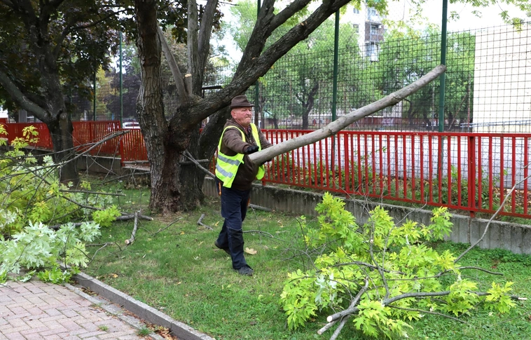 Takarítás a Szabó Lőrinc Általános Iskola melleti téren