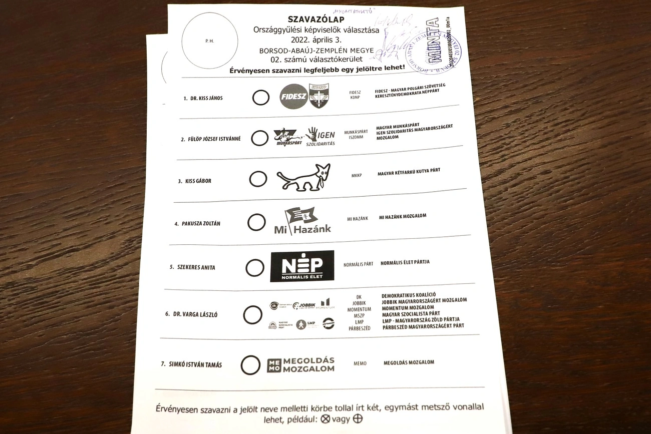 választási bizottság szavazólap