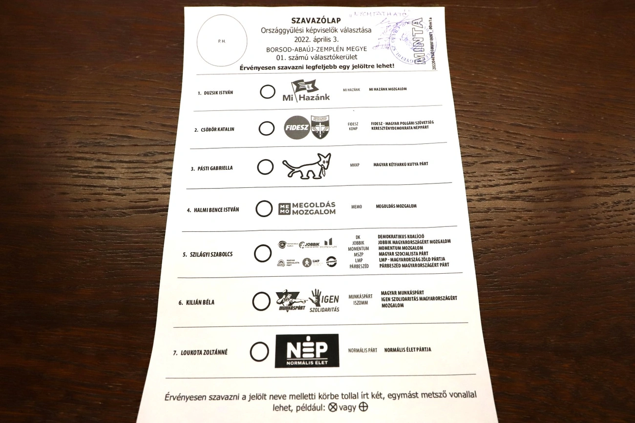 választási bizottság szavazólap