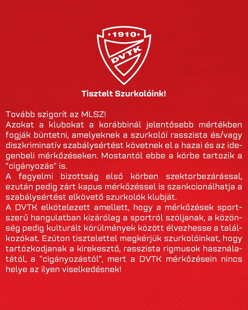 DVTK közlemény