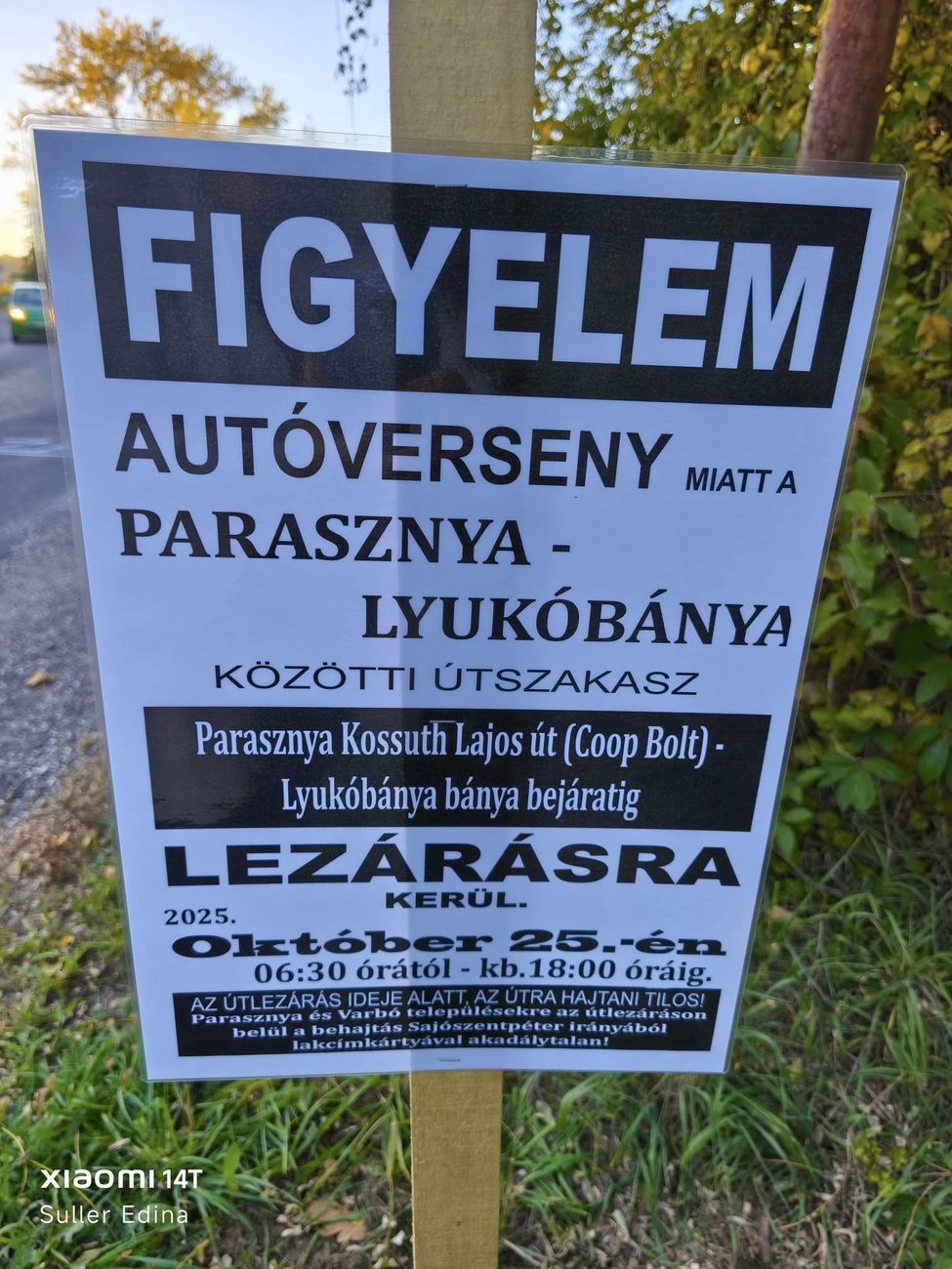 Autóverseny miatt útlezárás