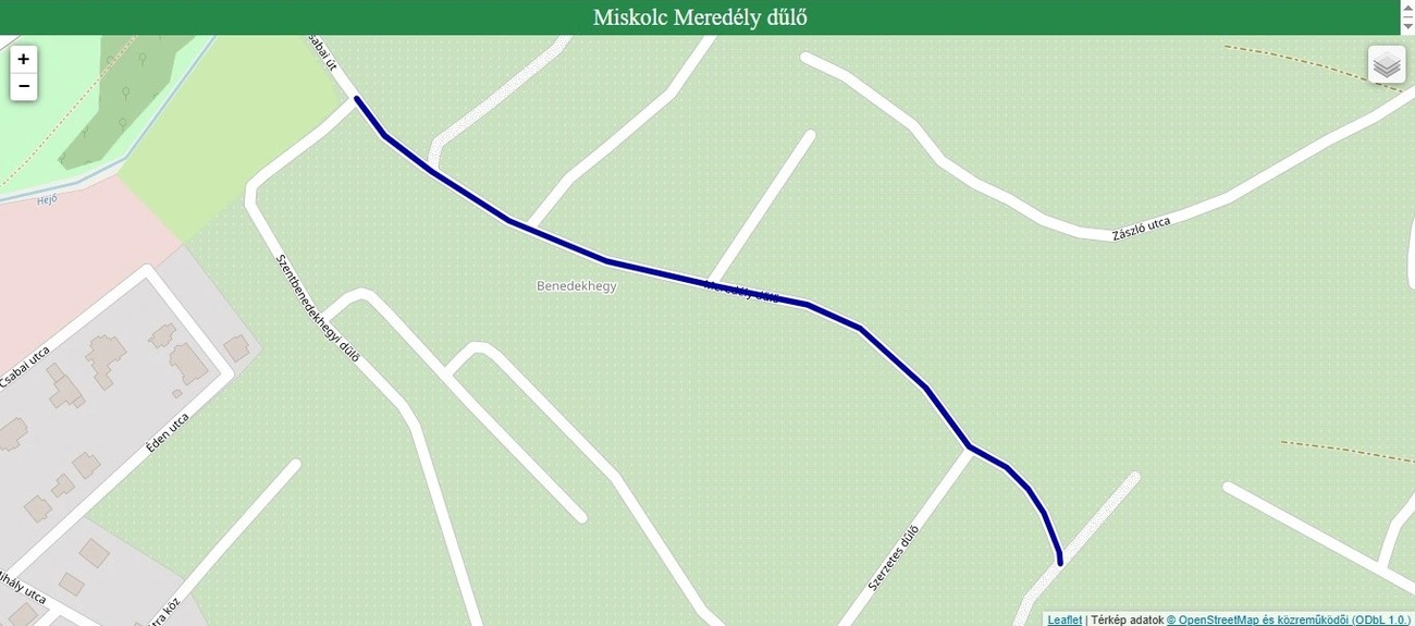 Meredély dűlő. Fotó: Openstreetmap