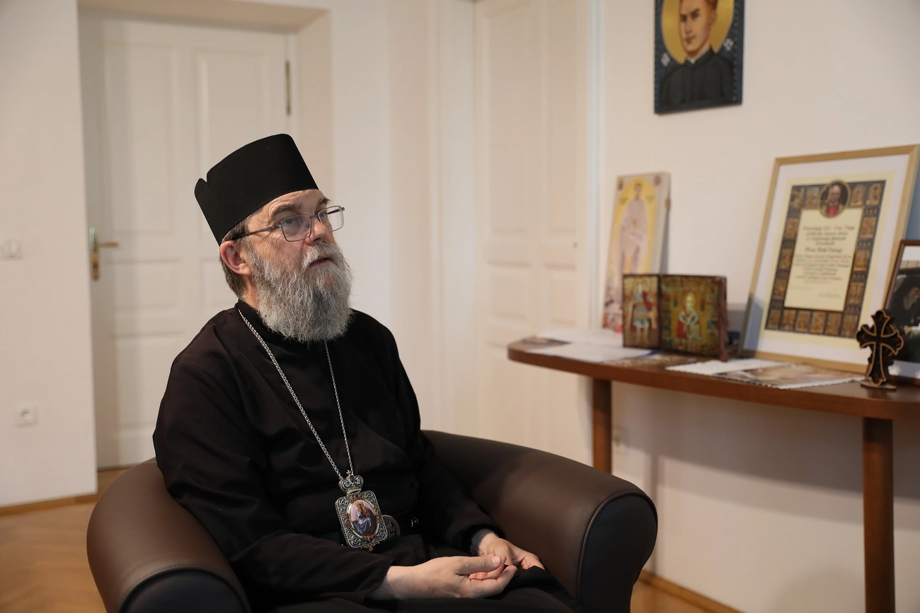 Orosz Atanáz a görögkatolikus székesegyház díja kapcsán. Fotó: Juhász Ákos