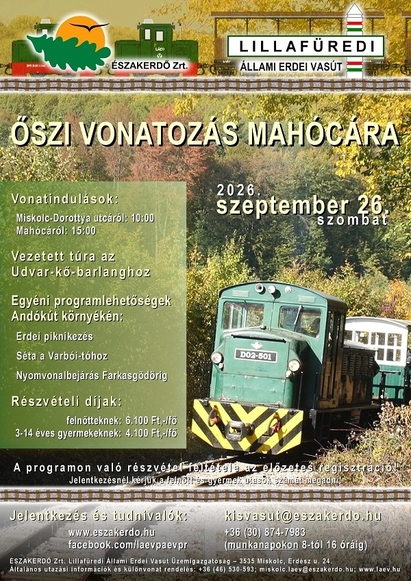 Mahócai kisvonat, plakát. Forrás: Északerdő Zrt.