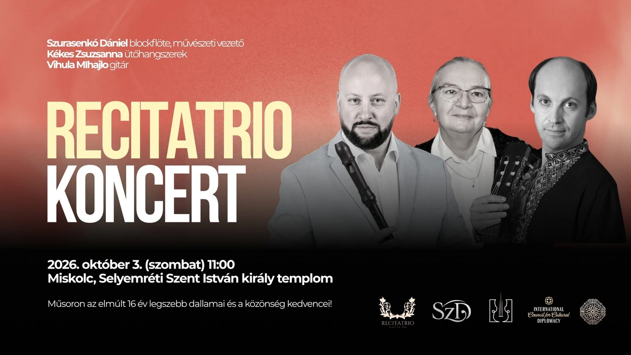 RecitaTrio 16 éves, egyházzenei koncert, plakát